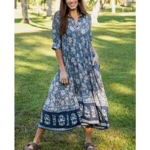 NATURAL LIFE Blue Floral Midi Dress
